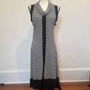 Komarov Black and White Striped Komarov Dress